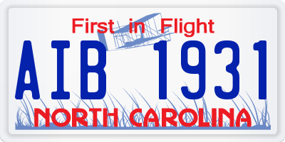 NC license plate AIB1931