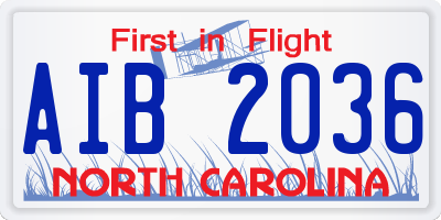 NC license plate AIB2036
