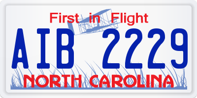 NC license plate AIB2229