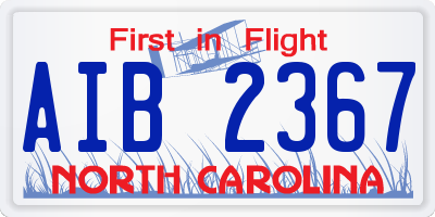 NC license plate AIB2367