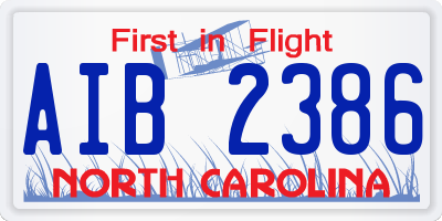 NC license plate AIB2386