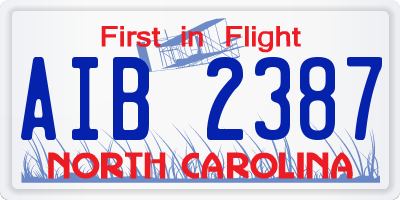 NC license plate AIB2387