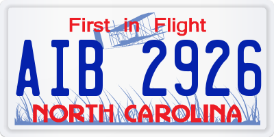 NC license plate AIB2926
