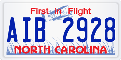 NC license plate AIB2928