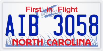 NC license plate AIB3058
