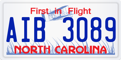 NC license plate AIB3089