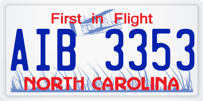 NC license plate AIB3353