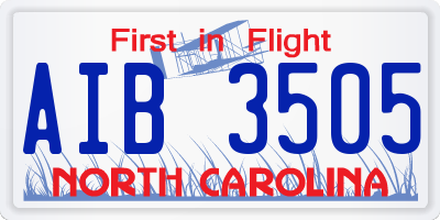 NC license plate AIB3505