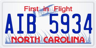 NC license plate AIB5934