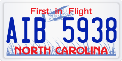 NC license plate AIB5938