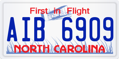 NC license plate AIB6909