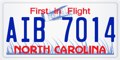 NC license plate AIB7014
