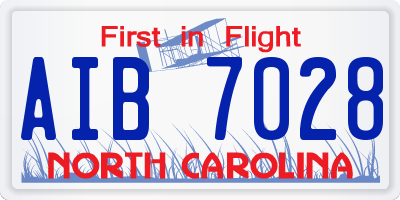 NC license plate AIB7028
