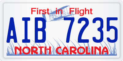 NC license plate AIB7235