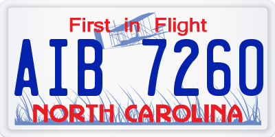 NC license plate AIB7260