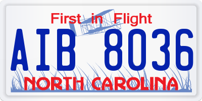 NC license plate AIB8036