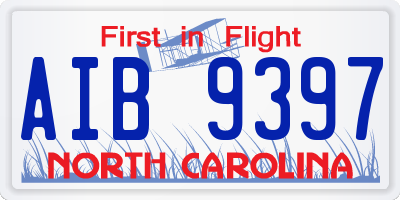 NC license plate AIB9397
