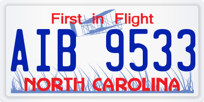 NC license plate AIB9533