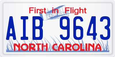 NC license plate AIB9643
