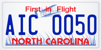 NC license plate AIC0050
