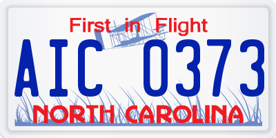 NC license plate AIC0373