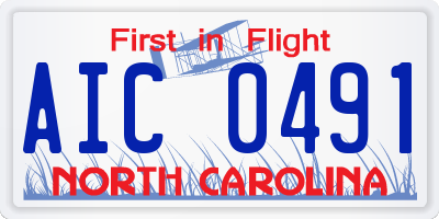 NC license plate AIC0491