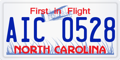 NC license plate AIC0528