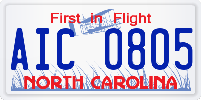 NC license plate AIC0805