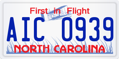 NC license plate AIC0939