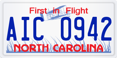NC license plate AIC0942