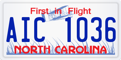 NC license plate AIC1036