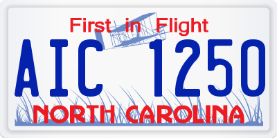 NC license plate AIC1250