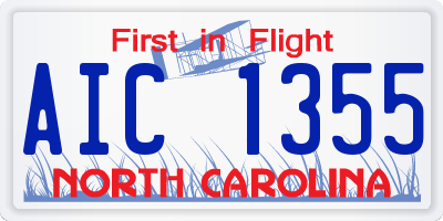 NC license plate AIC1355