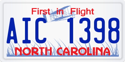 NC license plate AIC1398