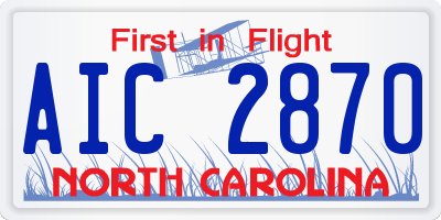 NC license plate AIC2870
