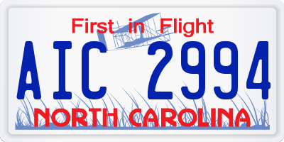 NC license plate AIC2994