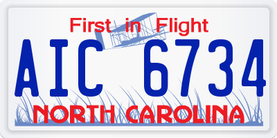 NC license plate AIC6734
