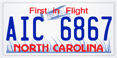 NC license plate AIC6867