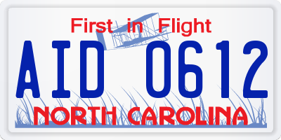 NC license plate AID0612