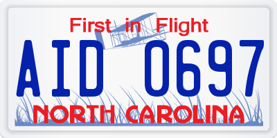 NC license plate AID0697