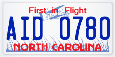 NC license plate AID0780