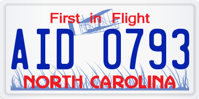 NC license plate AID0793