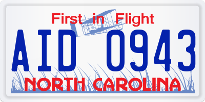 NC license plate AID0943