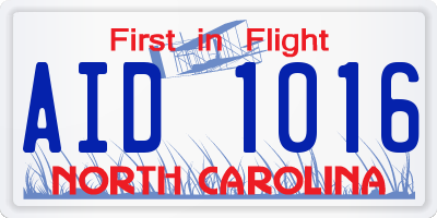 NC license plate AID1016