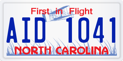 NC license plate AID1041