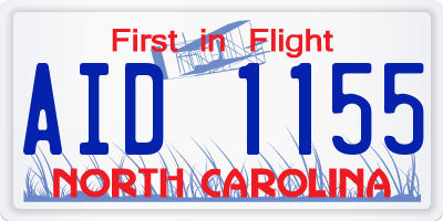 NC license plate AID1155