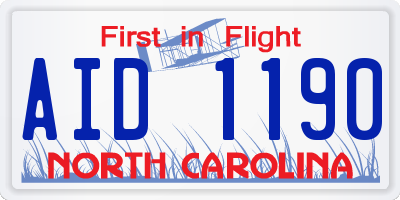 NC license plate AID1190