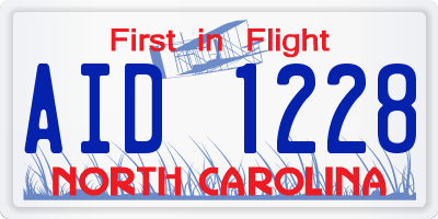 NC license plate AID1228