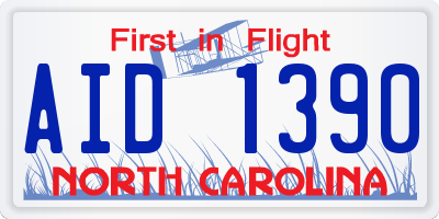 NC license plate AID1390