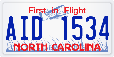 NC license plate AID1534